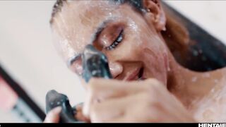 Hot latino chick explodes with a ton of cum after hardcore anal fuck