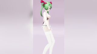 Hatsune Love Cycle, Vertical Screen - Strip Dance, Nude, 3D, Dark Green Hair, Color Edit smixix