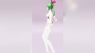 Hatsune Love Cycle, Vertical Screen - Strip Dance, Nude, 3D, Dark Green Hair, Color Edit smixix