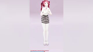 Hatsune Love Cycle, Vertical Screen - Strip Dance, Nude, 3D, Dark Green Hair, Color Edit smixix