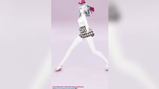Hatsune Love Cycle, Vertical Screen - Strip Dance, Nude, 3D, Dark Green Hair, Color Edit smixix