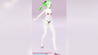 Hatsune Love Cycle, Vertical Screen - Strip Dance, Nude, 3D, Dark Green Hair, Color Edit smixix