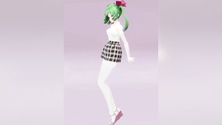 Hatsune Love Cycle, Vertical Screen - Strip Dance, Nude, 3D, Dark Green Hair, Color Edit smixix
