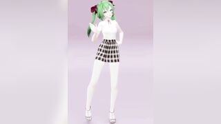 Hatsune Love Cycle, Vertical Screen - Strip Dance, Nude, 3D, Dark Green Hair, Color Edit smixix