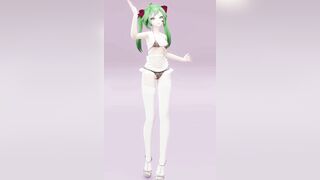 Hatsune Love Cycle, Vertical Screen - Strip Dance, Nude, 3D, Dark Green Hair, Color Edit smixix