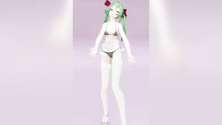 Hatsune Love Cycle, Vertical Screen - Strip Dance, Nude, 3D, Dark Green Hair, Color Edit smixix