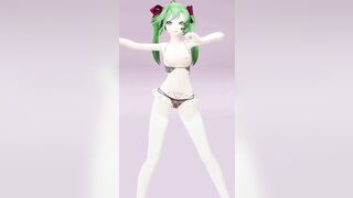 Hatsune Love Cycle, Vertical Screen - Strip Dance, Nude, 3D, Dark Green Hair, Color Edit smixix