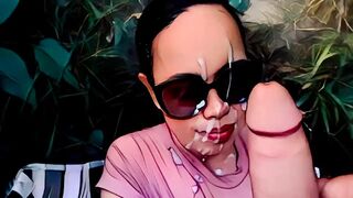 Artistic Facial Cumshot - Huge White Cock Blasts Filipina Cutie