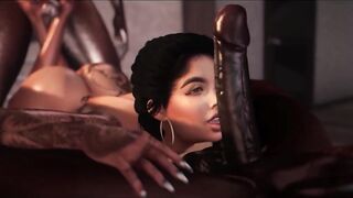 Tatted Latina Has Her Pretty Ass Slutted Out by Two BBCs- Second Life Spitroast Threesome