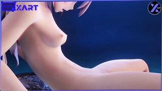 (HENTAI GAMES) Monster tentacles in the form of a dick fucks a girl