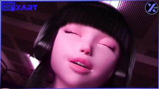 Asian girl jumps on a dick and big breasts in front of a guy's face