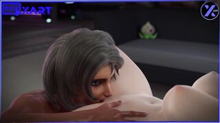 A huge dick fucks a girl from the Overwatch game and ends up in her anal and vagina Part 9