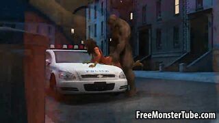 Hot 3D babe getting licked and fucked by a monster