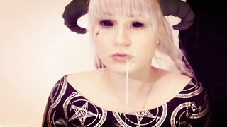 Succubus Serves Master Satan Fishnets & Dildo Fuck - Maddie Vermilion