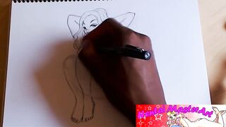 Sexy blond Gabriela Syren in lingerie fan art speed drawing