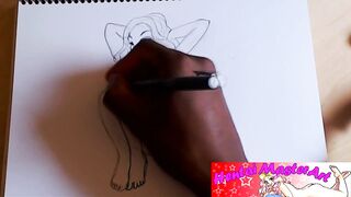 Sexy blond Gabriela Syren in lingerie fan art speed drawing