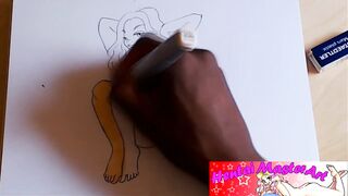 Sexy blond Gabriela Syren in lingerie fan art speed drawing