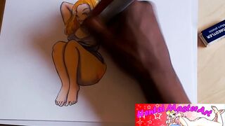 Sexy blond Gabriela Syren in lingerie fan art speed drawing