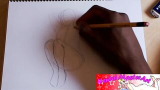 Sexy blond Gabriela Syren in lingerie fan art speed drawing