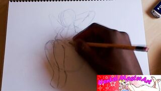 Sexy blond Gabriela Syren in lingerie fan art speed drawing