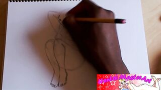 Sexy blond Gabriela Syren in lingerie fan art speed drawing