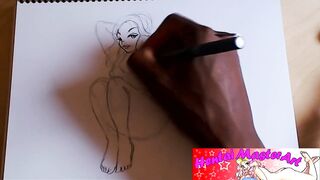 Sexy blond Gabriela Syren in lingerie fan art speed drawing