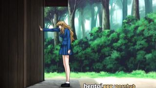 Lucky student gets to fuck two gorgeous chicks outdoors - Hentai.xxx