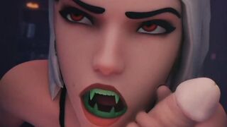 Ashe and Mercy Halloween Futa Blowjob