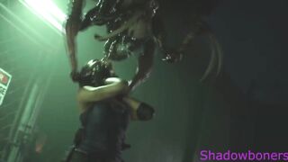 Jill Valentine Gets Deepthroated by Horny Spider