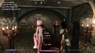 Skyrim: Neko Girl Gets of at Party