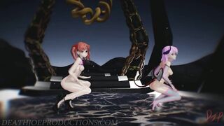 MMD R18+ Demon Misaka 4.0 and Kuroko Chocolate Cream Portal Island 1179