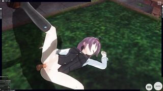 3D HENTAI Konno Yuuki Gets Fucked in the Yard and Takes a Creampie