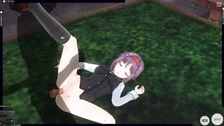 3D HENTAI Konno Yuuki Gets Fucked in the Yard and Takes a Creampie