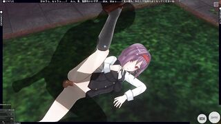 3D HENTAI Konno Yuuki Gets Fucked in the Yard and Takes a Creampie