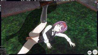 3D HENTAI Konno Yuuki Gets Fucked in the Yard and Takes a Creampie