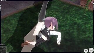 3D HENTAI Konno Yuuki Gets Fucked in the Yard and Takes a Creampie