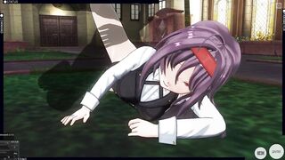 3D HENTAI Konno Yuuki Gets Fucked in the Yard and Takes a Creampie