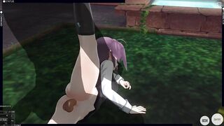 3D HENTAI Konno Yuuki Gets Fucked in the Yard and Takes a Creampie