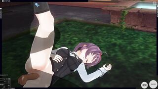 3D HENTAI Konno Yuuki Gets Fucked in the Yard and Takes a Creampie