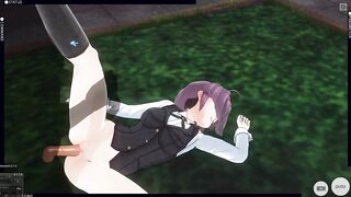 3D HENTAI Konno Yuuki Gets Fucked in the Yard and Takes a Creampie