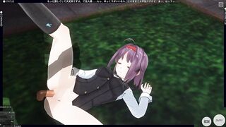 3D HENTAI Konno Yuuki Gets Fucked in the Yard and Takes a Creampie