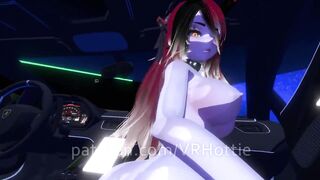 Chained Drooling Tattooed Red Head Rides you in Passenger Seat of Lamborghini Car Fuck POV Lap Dance