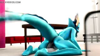 Vaporeon takes dildo in her pussy