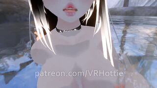 Nude Dragon Girl Face Rides you at Hot Spring White Black Hair Tail Play Sensual POV Lap Dance