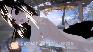 Nude Dragon Girl Face Rides you at Hot Spring White Black Hair Tail Play Sensual POV Lap Dance