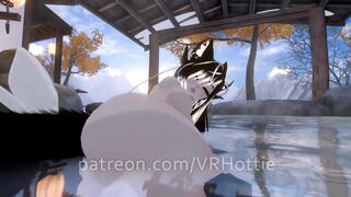 Nude Dragon Girl Face Rides you at Hot Spring White Black Hair Tail Play Sensual POV Lap Dance