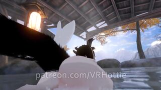 Nude Dragon Girl Face Rides you at Hot Spring White Black Hair Tail Play Sensual POV Lap Dance