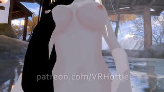 Nude Dragon Girl Face Rides you at Hot Spring White Black Hair Tail Play Sensual POV Lap Dance