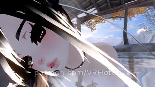 Nude Dragon Girl Face Rides you at Hot Spring White Black Hair Tail Play Sensual POV Lap Dance