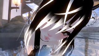 Nude Dragon Girl Face Rides you at Hot Spring White Black Hair Tail Play Sensual POV Lap Dance